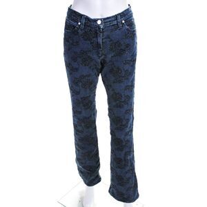 Giorgio Armani Womens Mid Rise Flare Leg Embroidered Jeans Blue Size 30